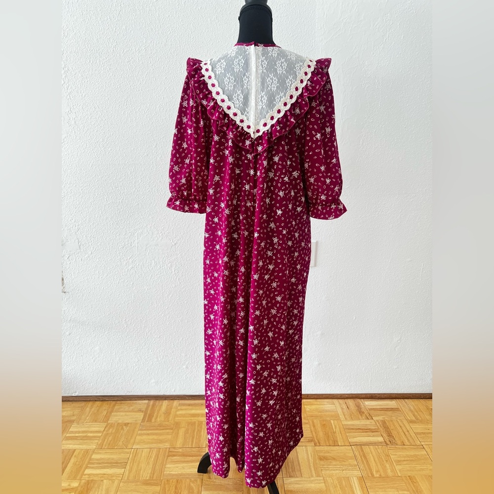 Vintage 70s liberty house naturally petite lace front floral maxi Hawaiian dress - Picture 3 of 9